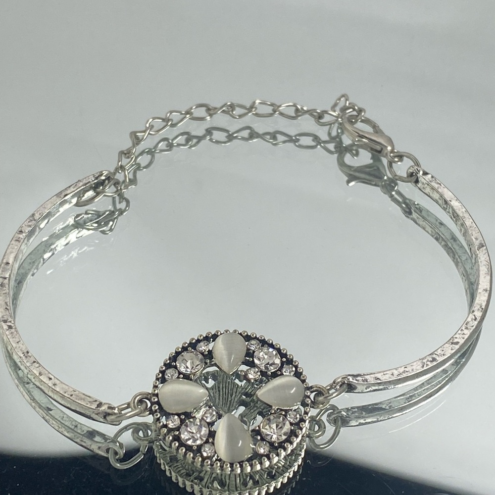 Elegant Silver Bracelet with White Accents